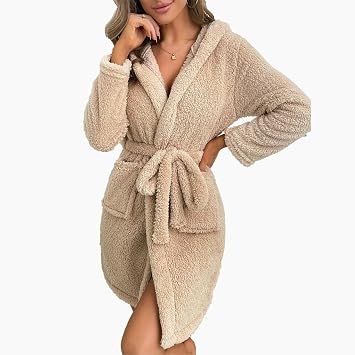 Onesie Plush Loungewear, Thickened, Casual, Simple, Comfortable Bathrobe, Hooded, Drawstring Pajamas For Women -white-l