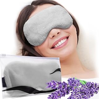 Umisleep Lavender Eye Mask, 0.45 lb Aromatherapy Weighted Eye Mask for Dry Eyes, Sleep Mask for Men Women, Hot Therapy Eye Cover for Compression Pain Relief, Eye Pillow for Puffy Eyes, Sinus Pain-Grey