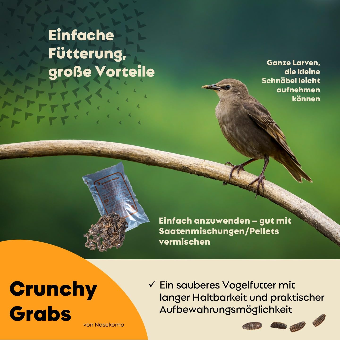 Getrocknete Schwarze Soldatenfliegenlarven 1 kg | Proteinreiches Naturfutter für Hühner, Vögel, Reptilien, Igel & Fische | Ergänzungsfutter für Hunde & Katzen | EU | Ohne Zusatzstoffe