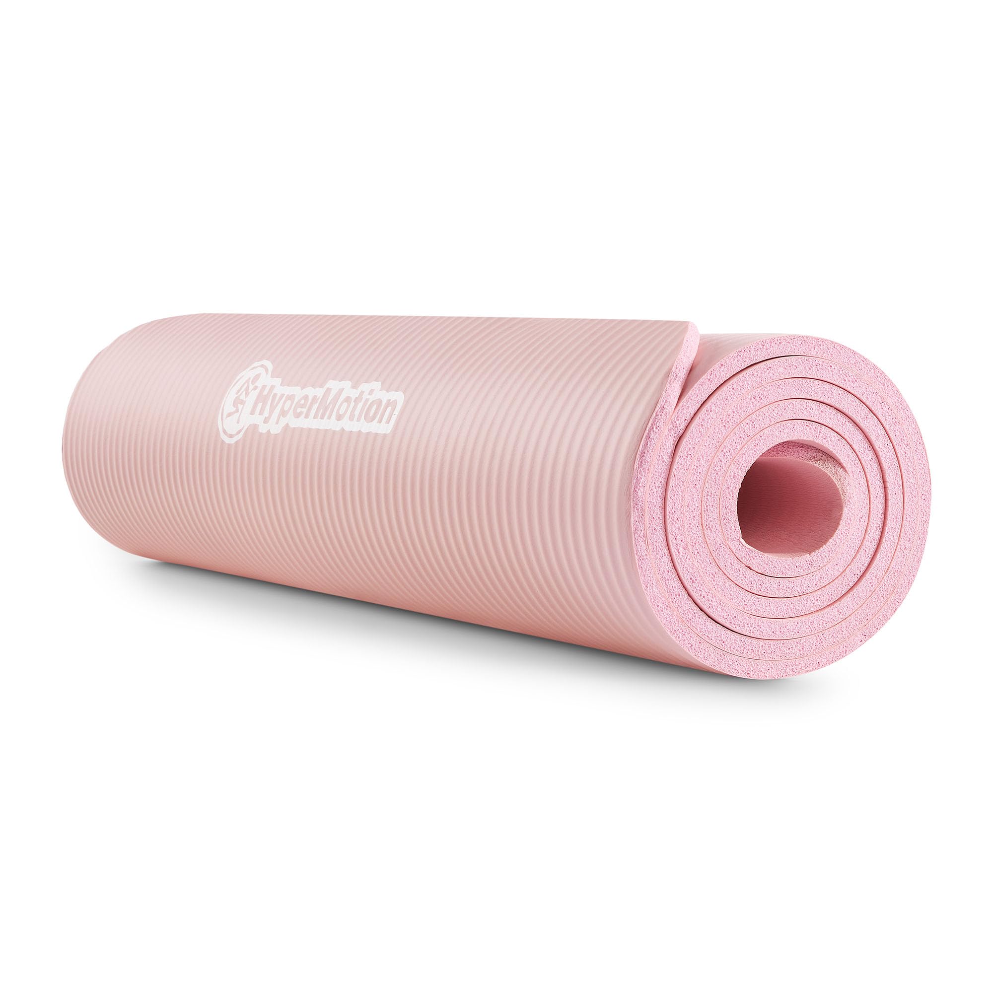 HyperMotion Mata do Ćwiczeń Fitness i Jogi NBR 183x61x0,8 cm Różowa, Antypoślizgowa, 8 mm, z Paskiem do Ćwiczeń i Przenoszenia, do Jogi, Pilatesu i Stretchingu