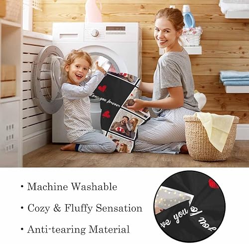 Miniatura 5 de Manta personalizada con fotos I Love You, manta de Navidad personalizada con corazón, regalo de cumpleaños para amigos, mamá, niños, mascotas,