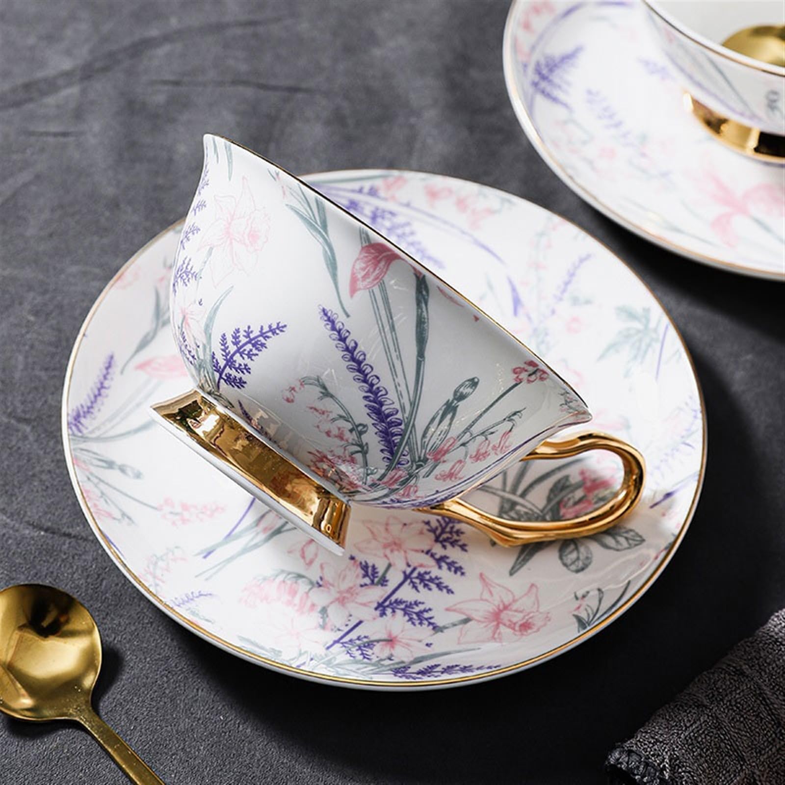 Tasse Tasses Service à thé de l'après-midi anglais, tasses café en céramique, ensemble haute couleur, belles et soucoupes