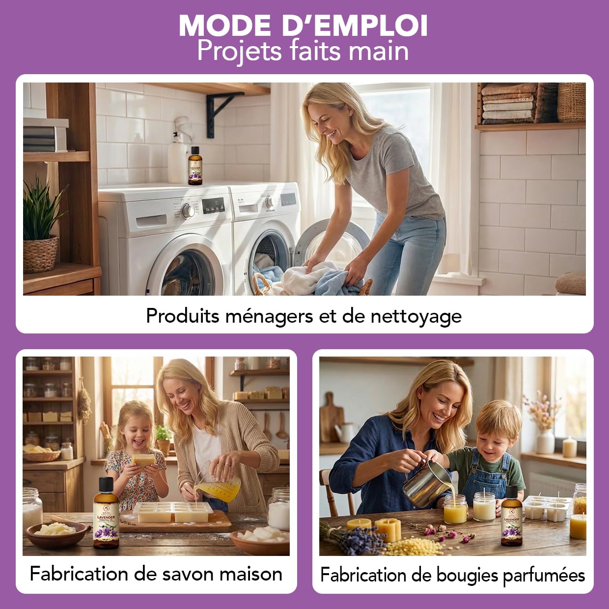 Huile Essentielle De Lavande 2x100 ml - Lavandula Angustifolia - pour Diffuseur et Lampe Aroma - le Savon et les Bougies - Parfums d'Intérieur - Arôme frais - Aromathérapie