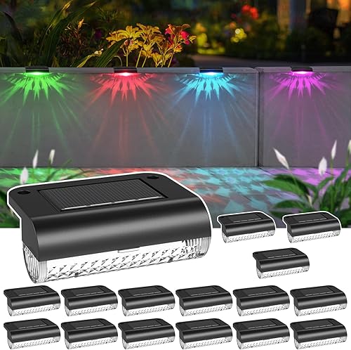Mancra Luces solares para exteriores, luces solares para terraza, iluminación exterior impermeable para patio, valla, escaleras, postes,