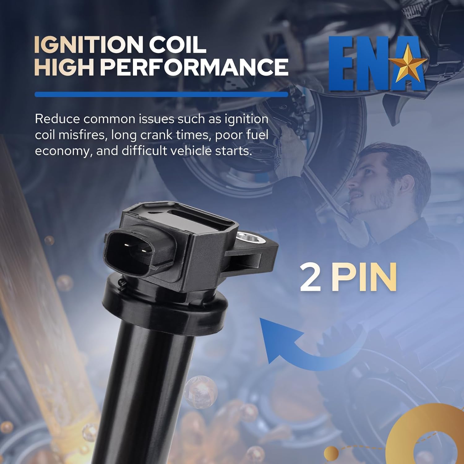 ENA Set of 6 Ignition Coil Pack V6 Compatible with Kia Hyundai 2007 2008 2009 Santa Fe, 2007-2011 Rondo, 2006-2010 Optima, 2007-2010 Magentis 2.4L 2.7L Coils for UF558 C1567 273013E40