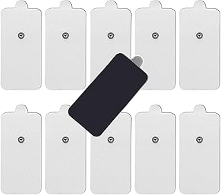 10-Pack Large TENS Electrode Pads - 3.5mm Snap Connectors - High Conductivity, Reusable Electrodes Pads for TENS Massager and Muscle Stimulation