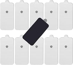 10-Pack Large TENS Electrode Pads - 3.5mm Snap Connectors - High Conductivity, Reusable Electrodes Pads for TENS Massager and Muscle Stimulation