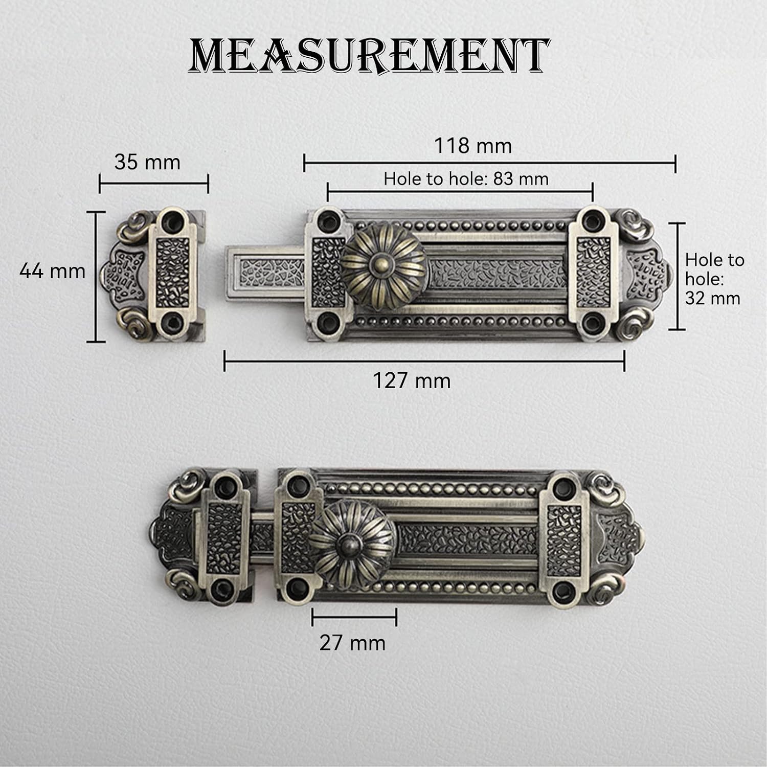 KAFENDA Vintage Gate Latch Zinc Alloy Slide Lock Heavy Duty Security Door Lock Antique Door Hardware