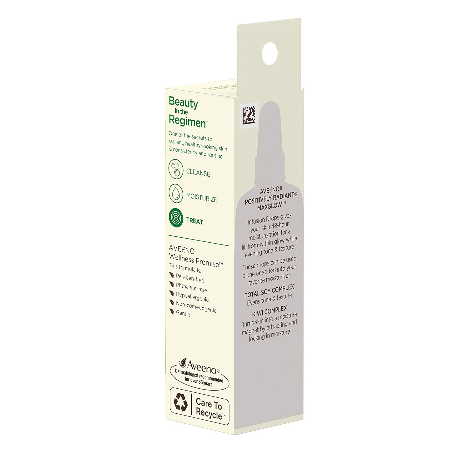 Aveeno Positively Radiant MaxGlow Infusion Drops with Moisture Rich Soy & Kiwi Complex, Hypoallergenic, Non-Comedogenic, Paraben- & Phthalate-Free Moisturizing Facial Serum, 0.17 fl. oz