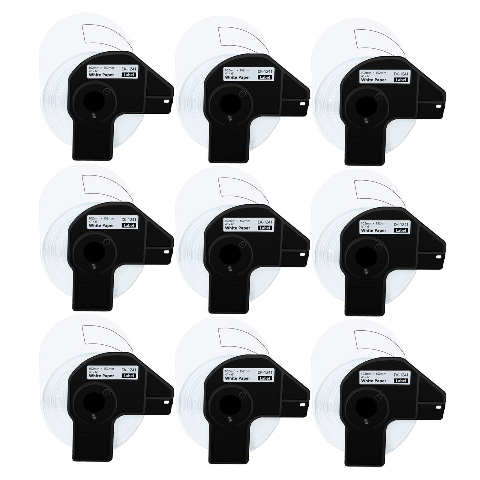 9-Pack Replacement for Brother DK-1241 4" x 6" Large White Paper Shipping Labels 200 Labels/roll Compatible with Brother QL Label Printers QL-1050 QL-
