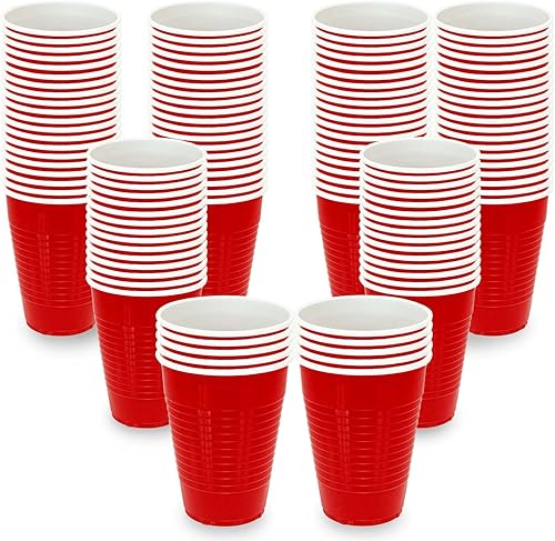 17supply 100 vasos desechables de plástico para fiestas de 12 onzas vasos rojos para beber bebidas de gelatina tamaño perfecto para condimentos de