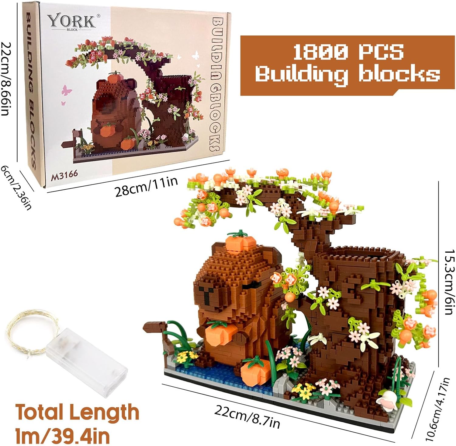 Capybara Building Blocks, 1800 PCS Capybara Micro Building Block Sets, Capibara Pen Holder, Gifts for Adults