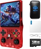 R36MAX Retro Game Console, 4.0 inch Retro Gaming Console with 128GB Memory, Video Game Consoles with 4000mAh Battery and 30+ Emulators, Red