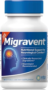 Vita Sciences Migravent Advanced Nutritional Formula with Magnesium, CoQ10, Vitamin B2, and Butterbur for Brain and Circulatory Wellness 60 Capsules
