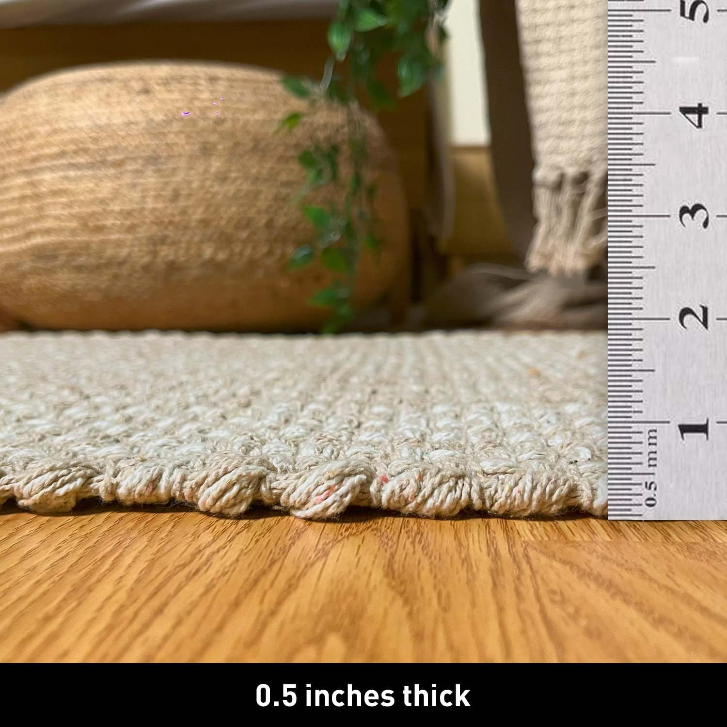 Chardin home Sand & White Reversible Runner Rug, 2x5 feet Machine Washable Cotton Rug, Perfect for hallways, stairwell, Kitchen Bedroom