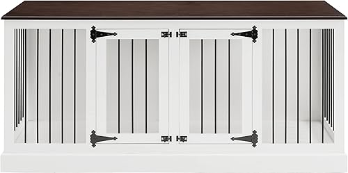 Vista 34 de Crosley Furniture Winslow Credenza - Jaula mediana para mascotas, color marrón oscuro