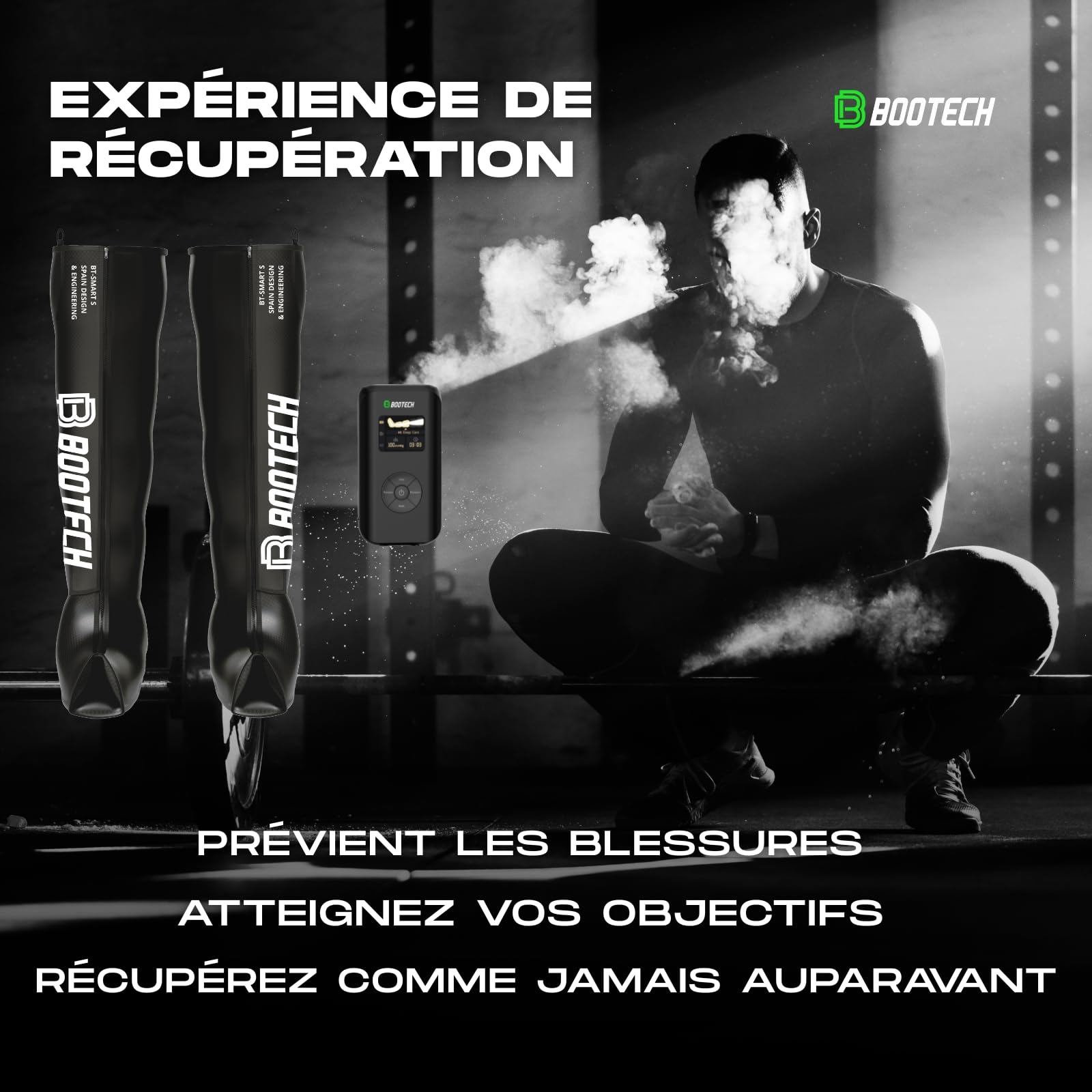 Bottes de massage de compression sans fil pour les jambes avec contrôle par application, bottes de récupération par compression d'air pour la circulation sanguine, le drainage lymphatique et la