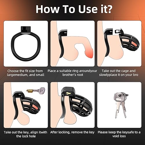 Vista 22 de Jaula de castidad masculina para el pene - Jaula de castidad para hombre, ejercicio de pene impreso en 3D, equipo de bondage negro, ligero, juguete