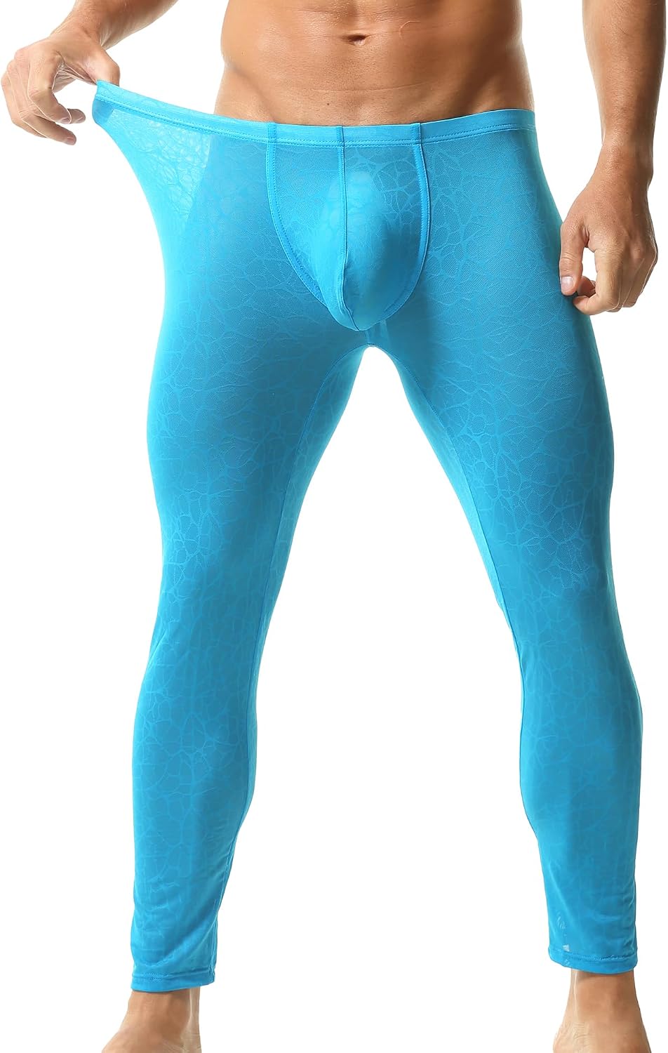 Mens Activewear Leggings See Through Long Solid Tight Pants Lace Leggings Yoga Pants