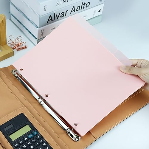 Miniatura 3 de Separadores de índice de carpeta, separadores de plástico rosa para carpeta de 3 anillas, separadores de carpetas rosas, separadores de carpetas con