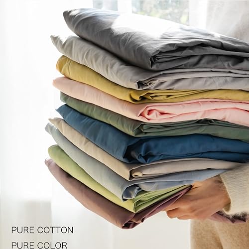 Miniatura 7 de FCLDESHOP Sábanas bajeras de algodón de color sólido suave protector de colchón antideslizante para habitación de huéspedes de hotel para cama