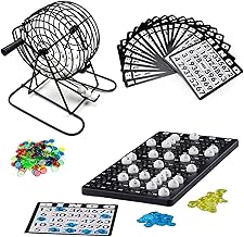 Bingo Game. Classic Metallic Bingo for Kids and Adults. Have fun with friends and family at parties, birthdays. Includes 18 cards, 75 balls, drum and chips.2-8 player.