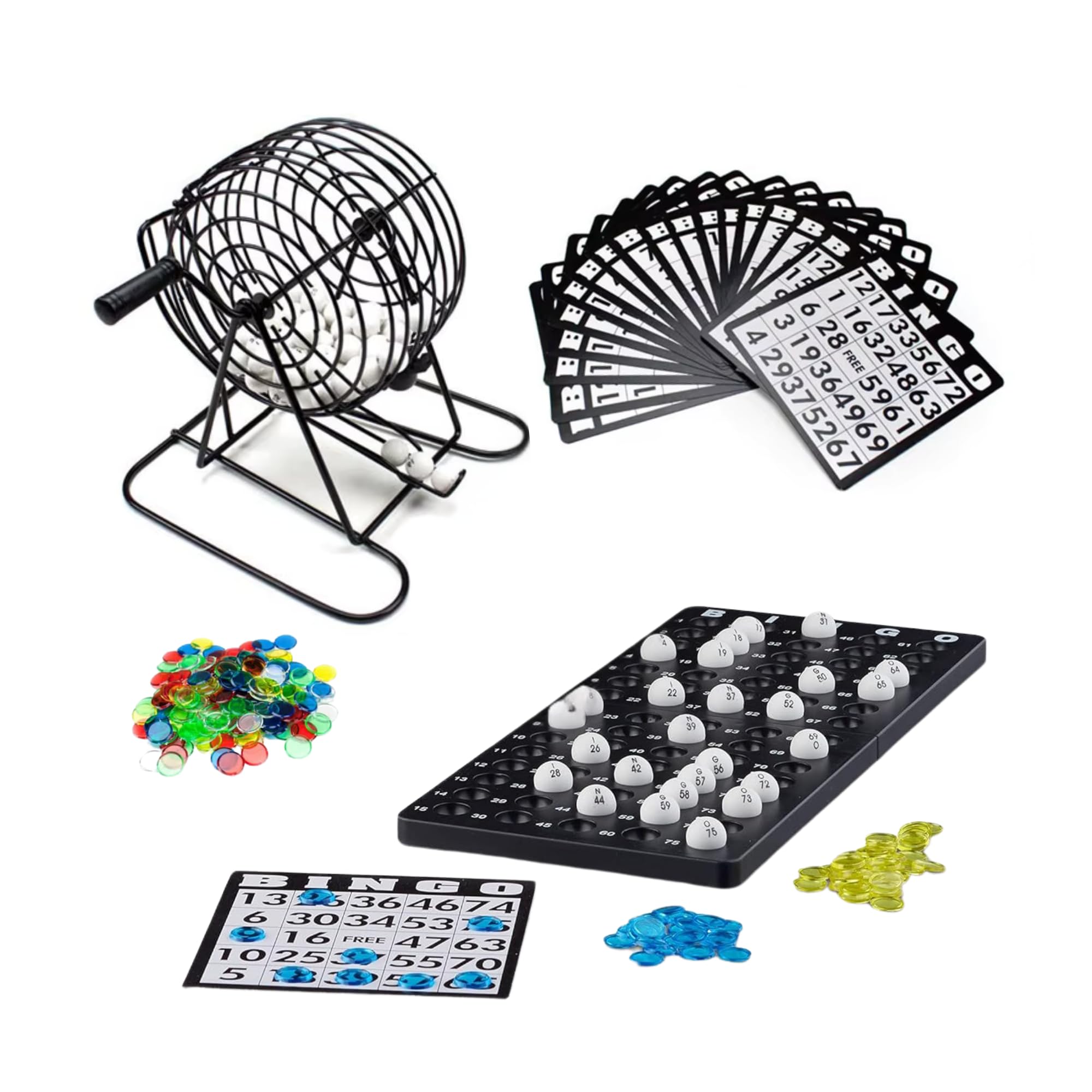 Bingo.Classic Bingo Metallic for Children and Adults. Fun with Friends and Family at Parties, Birthdays. for Gift, Christmas. Includes 18 cards, 75 Balls, Bass Drum and Chips. 2-8 Players.