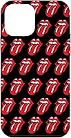 Vista 16 de Carcasa negra para iPhone 16 Rolling Stones Classic Tongue Logo Repeat