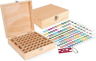 Wooden Essential Oil Box - Holds 52 (5-15 ml) & 6 (10ml Roll-On) Essential Oil Bottles - Perfect Essential Oils Case for Presentations - Protects Your Oils from Damaging Sunlight