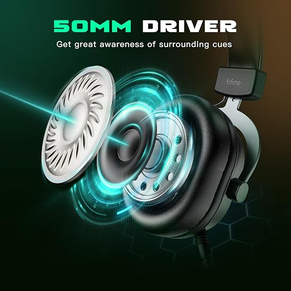GAMING Headset for PC Wired Headphones with FIFINE Microphone-7.1 Surround Audio USB Headset for Computer Laptop, Streaming Headset on PS4/PS5, EQ Mode, RGB, Soft Ear Pads -