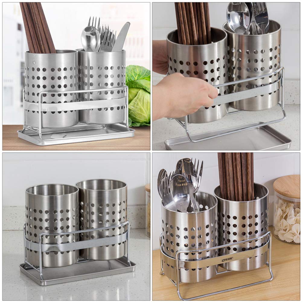 Cabilock 1 Jeu Porte- en Acier Inoxydable Porte-ustensiles De Cuisine Porte-ustensiles pour Chariot De Séchage des Couverts Panier De Séchage pour Étendoir Éponge