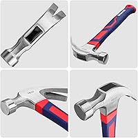 Vista 4 de WORKPRO Martillo de garra de 16 onzas con mango de fibra de vidrio, martillo de uso general con cabeza de acero endurecido forjado