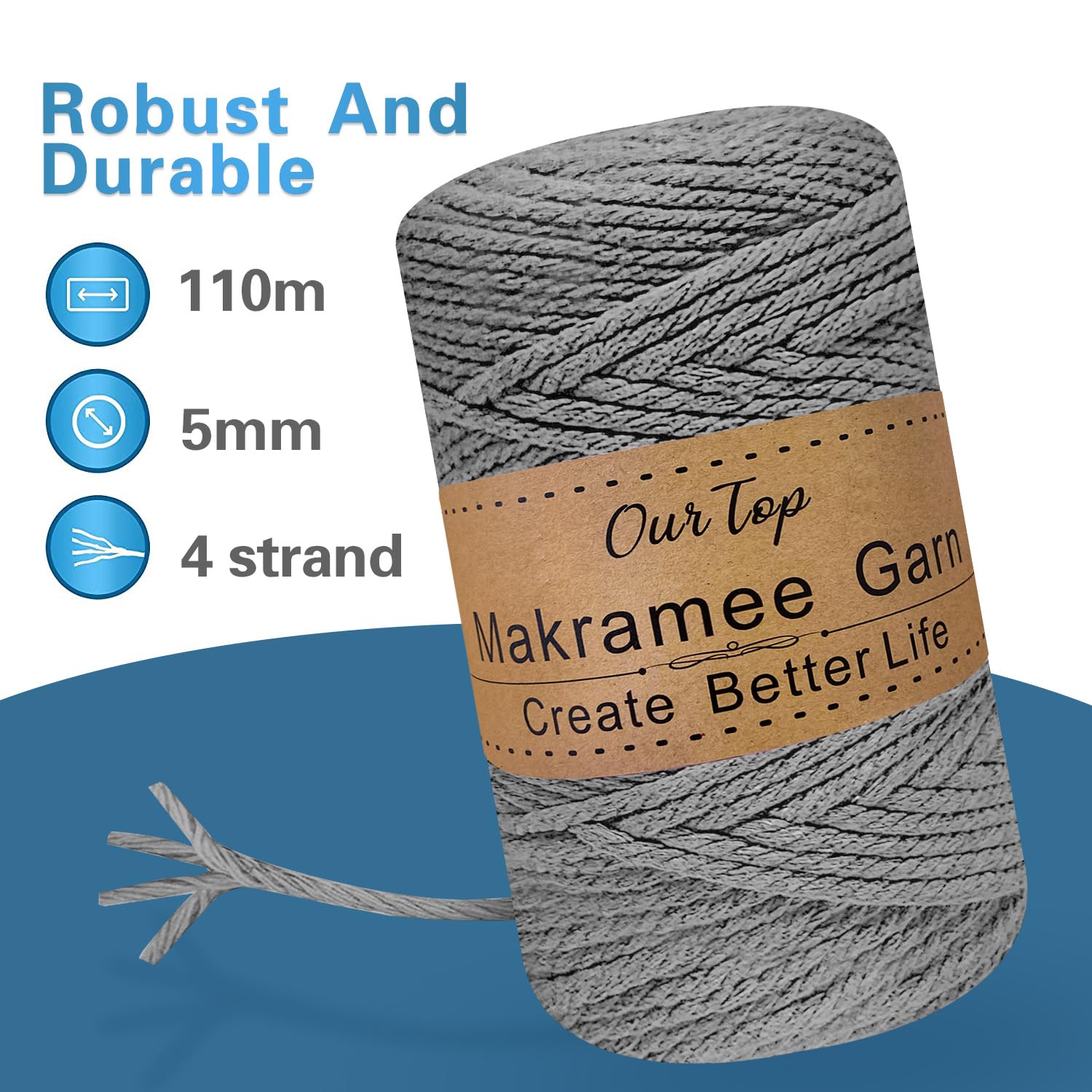 Macramé Garen 5mm Donkergroen - 110 Meter Sterk