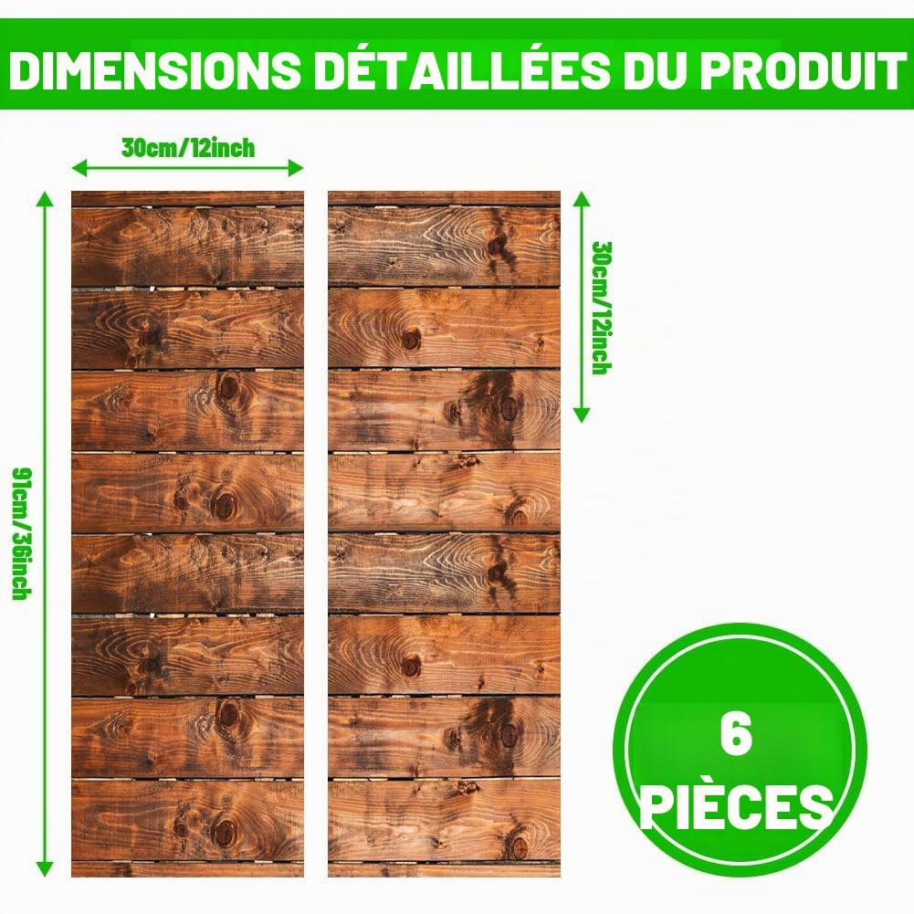 Cible de fléchettes - Protection murale et isolation acoustique - 6 plaques de feutre autocollantes en grain de bois (30 x 30 cm) comme planche surround pour cible de fléchettes, anneau de protection