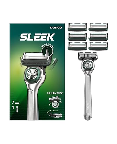 DORCO SLEEK Navaja de 6 cuchillas para hombres con 7 cartuchos  Navajas de cartucho para hombres con mango y cuchillas de afeitado suave  Navajas