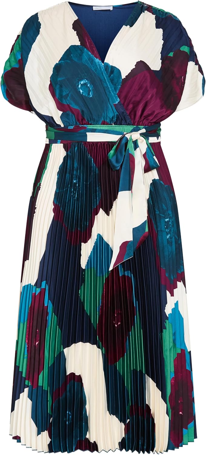 City Chic Plus Size Dress - Hailey Abstract Print Pleat Maxi