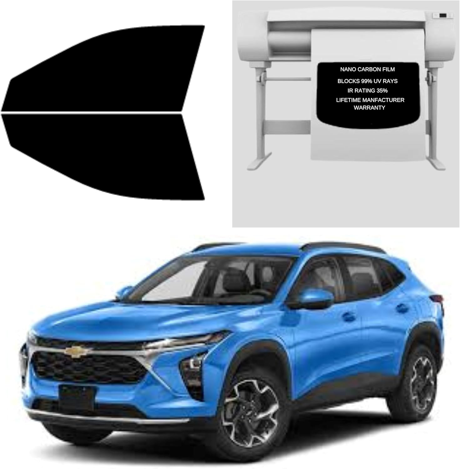 Premium Nano Carbon Professional Window Tint Fits Chevy Trax SUV 2023-2026 Front Windows Precut to Factor fit for Maximum Heat Reduction and Privacy. (20% Fronts)