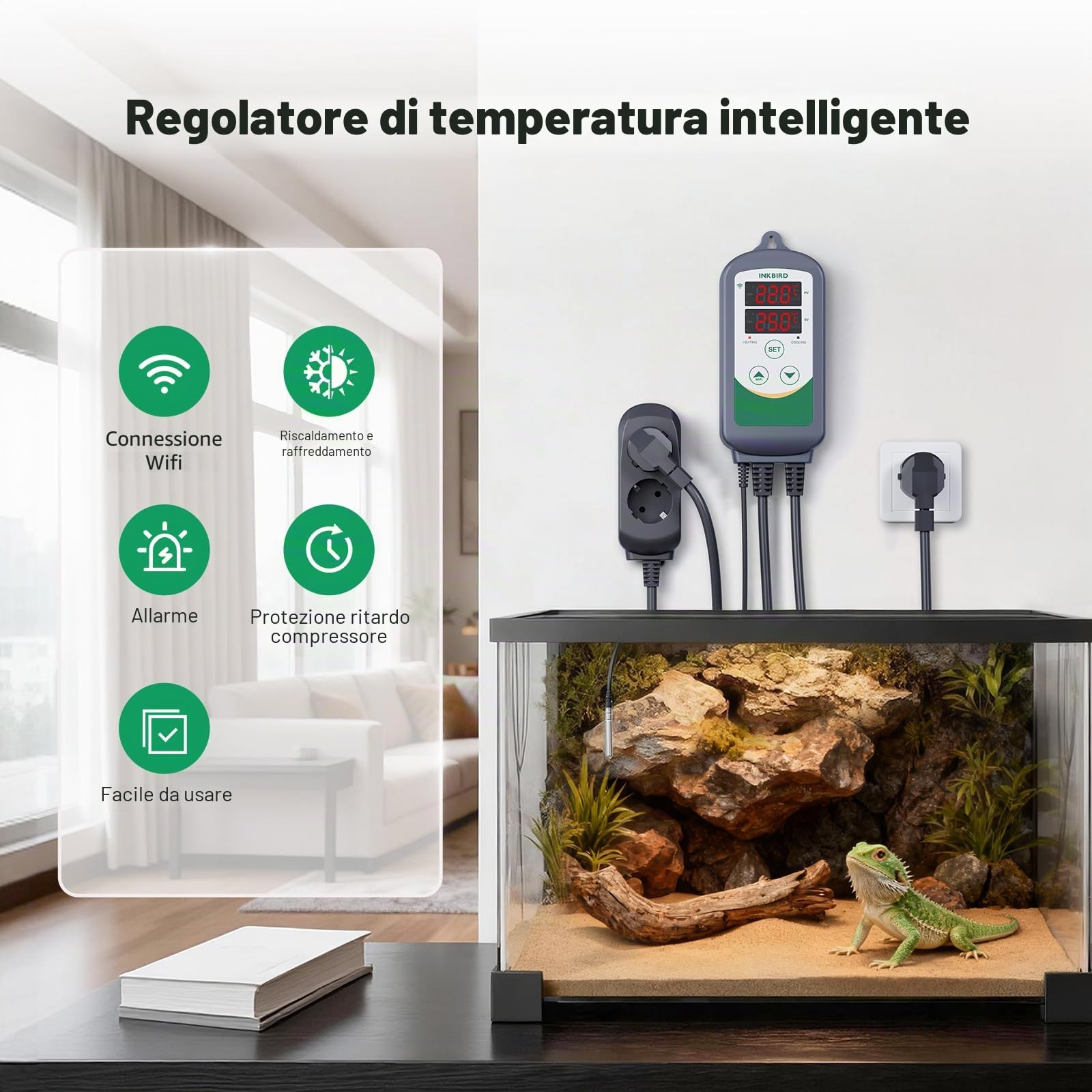 Inkbird ITC-308 WiFi Termoregolatore Digitale, Wireless Regolatore di Temperatura Termocoppia Termostato con Smart APP per Homebrewing, Allevamento, Serra, 220V