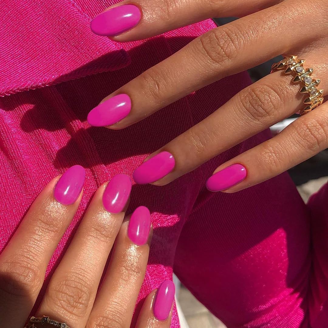 hot pink prom dress with sleeves A-line Plunge V Ruffled Sleeve Hot Pink Long Prom Dress Formal Dress –  Pgmdress main image 0