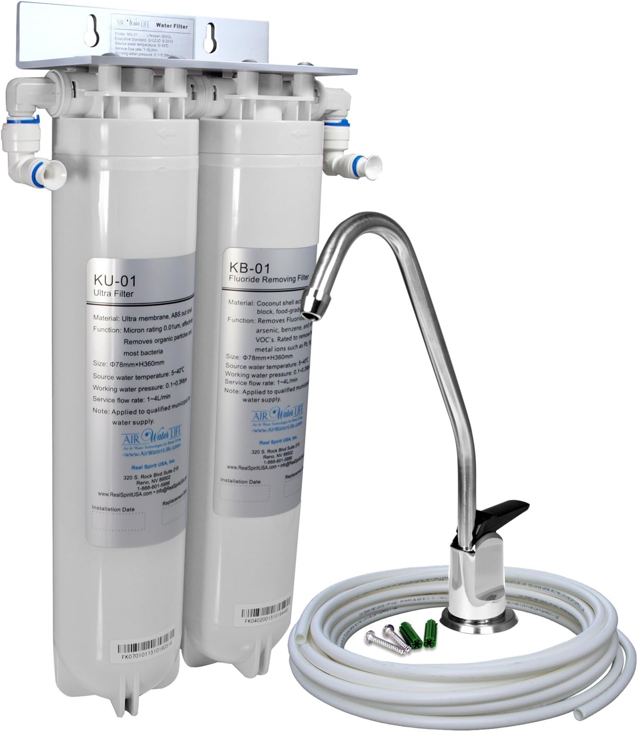 Two-Stage Inline Fluoride/Lead Removing 2 state w/drinking spout Filter by Aqua-Ionizer Deluxe