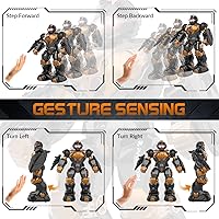 Vista 5 de STEMTRON Juguetes Robot para Niños, Robot de Control Remoto Programable con Detección Inteligente de Gestos, Recarga, Modo de Canto y Baile, Marrón