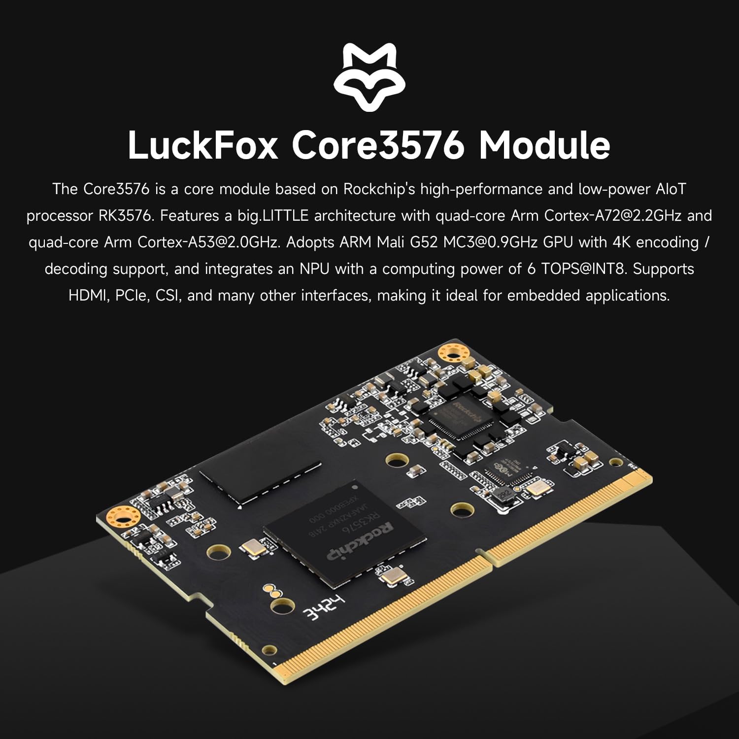 Amazon.com: Waveshare Luckfox Core3576 Module, Rockchip RK3576
