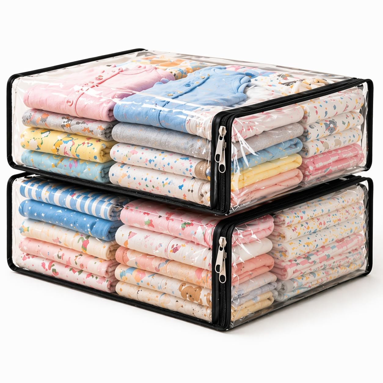 Transparent Clothes Storage Bag | Foldable Wardrobe Organizer Box with Zipper & Handle | Saree, Blanket, Towel & Bed Sheet Storage Cover (2)-image-11