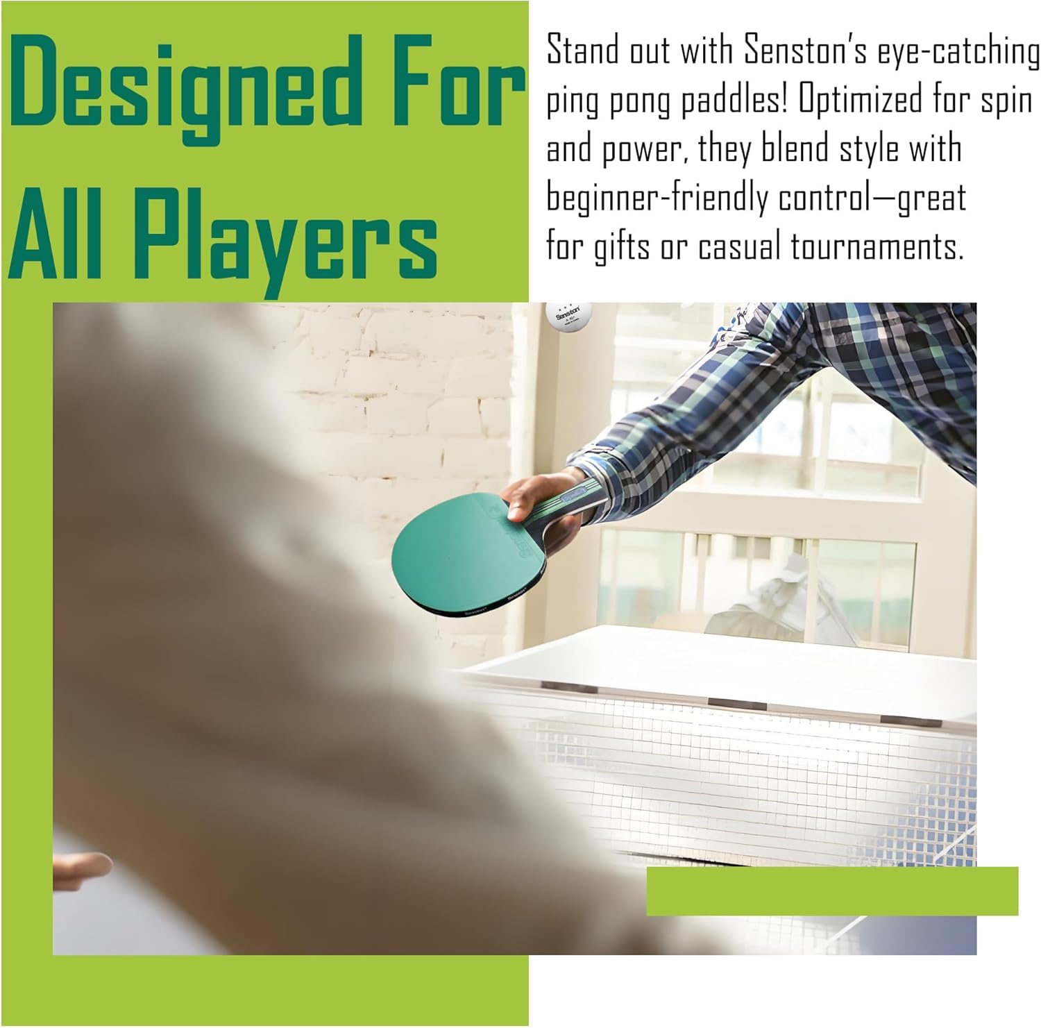 Senston Tischtennisschläger Set mit Farbig Profi Tischtenniskelle, Perfekt für Unterhaltung und Wettkämpfe, Tischtennis Schläger und Bälle
