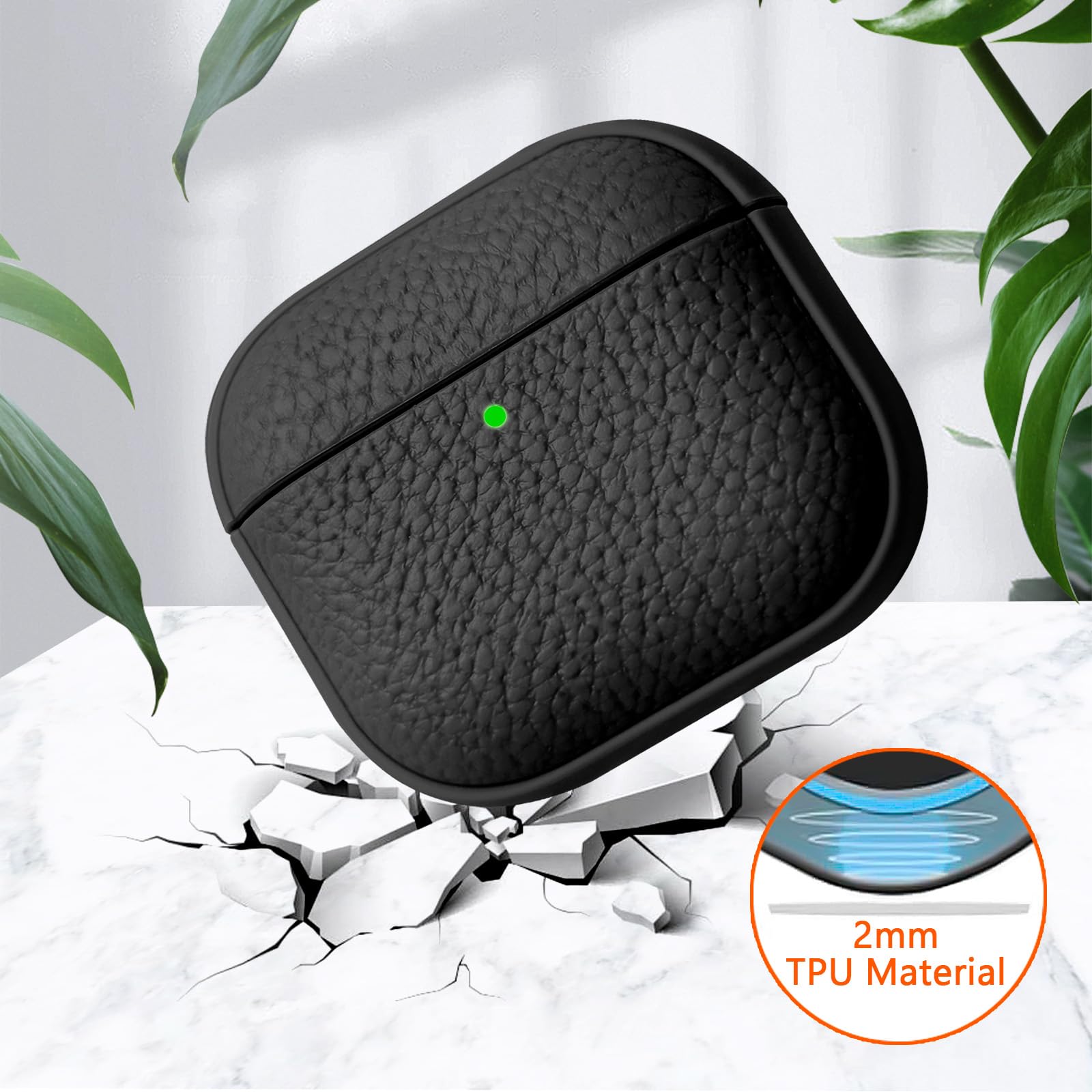 Teyomi Cover compatibile con Airpods 4, TPU Airpods 4 Cover con Cordino, Custodia Protettiva Progettazione della trama per AirPods 4 Generazione Case, Supporto ricarica wireless [Nero]