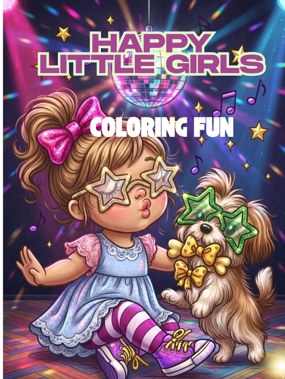 Happy Little Girls Coloring Fun bold and easy for all ages: Relaxing coloring book