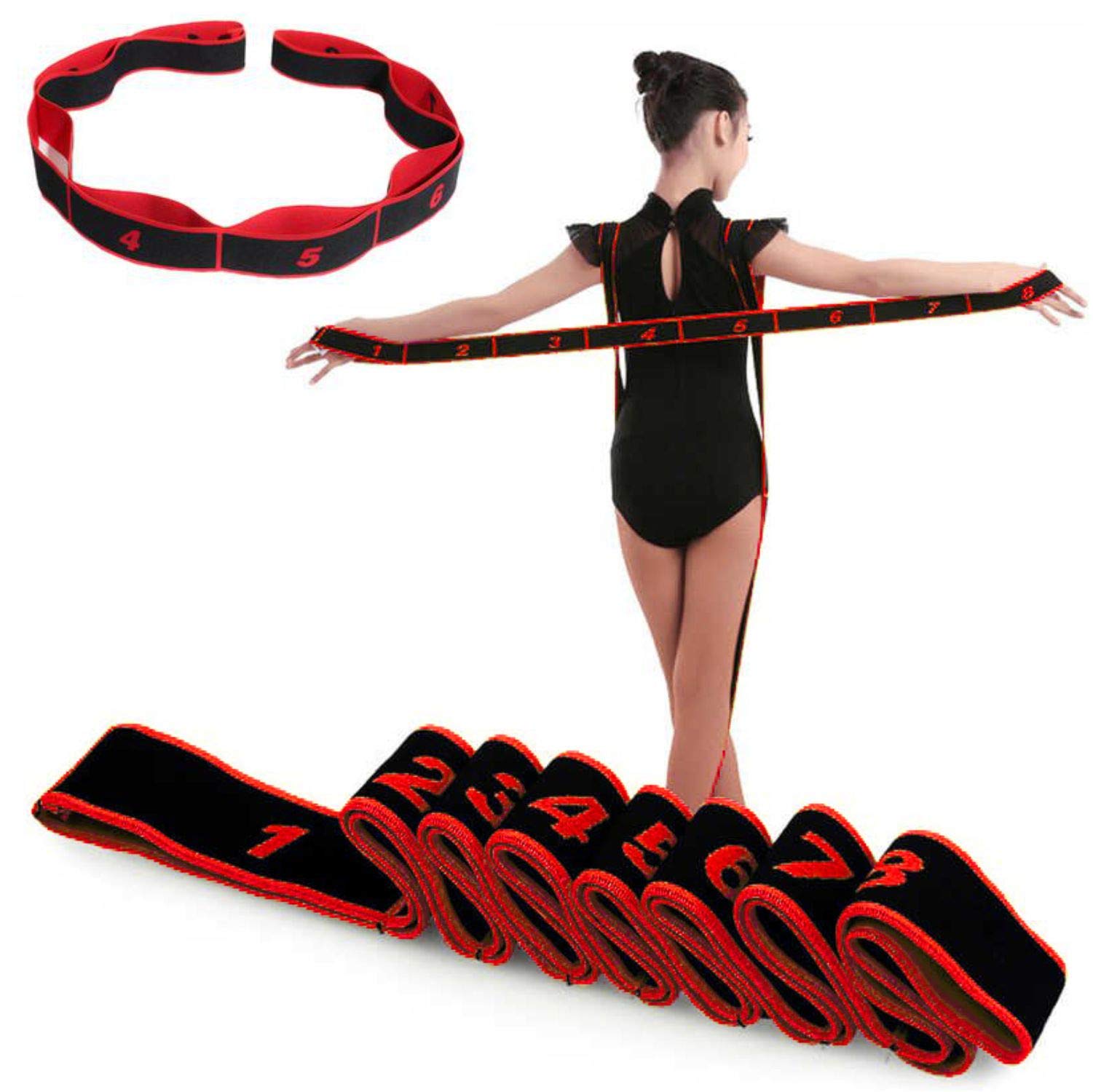 Yoga Stretch Strap with Multiple Loops for Hamstring Strength Training and Physical Therapy