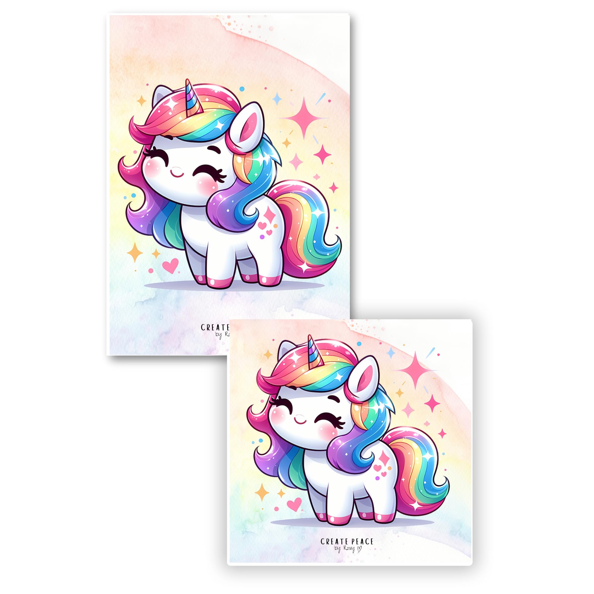 Set of 2 Laminated Colouring Book Page Protectors. Stops Bleed Through. Free Alcohol Cleaning Wipes Included! (Unicorn 3) — image 1