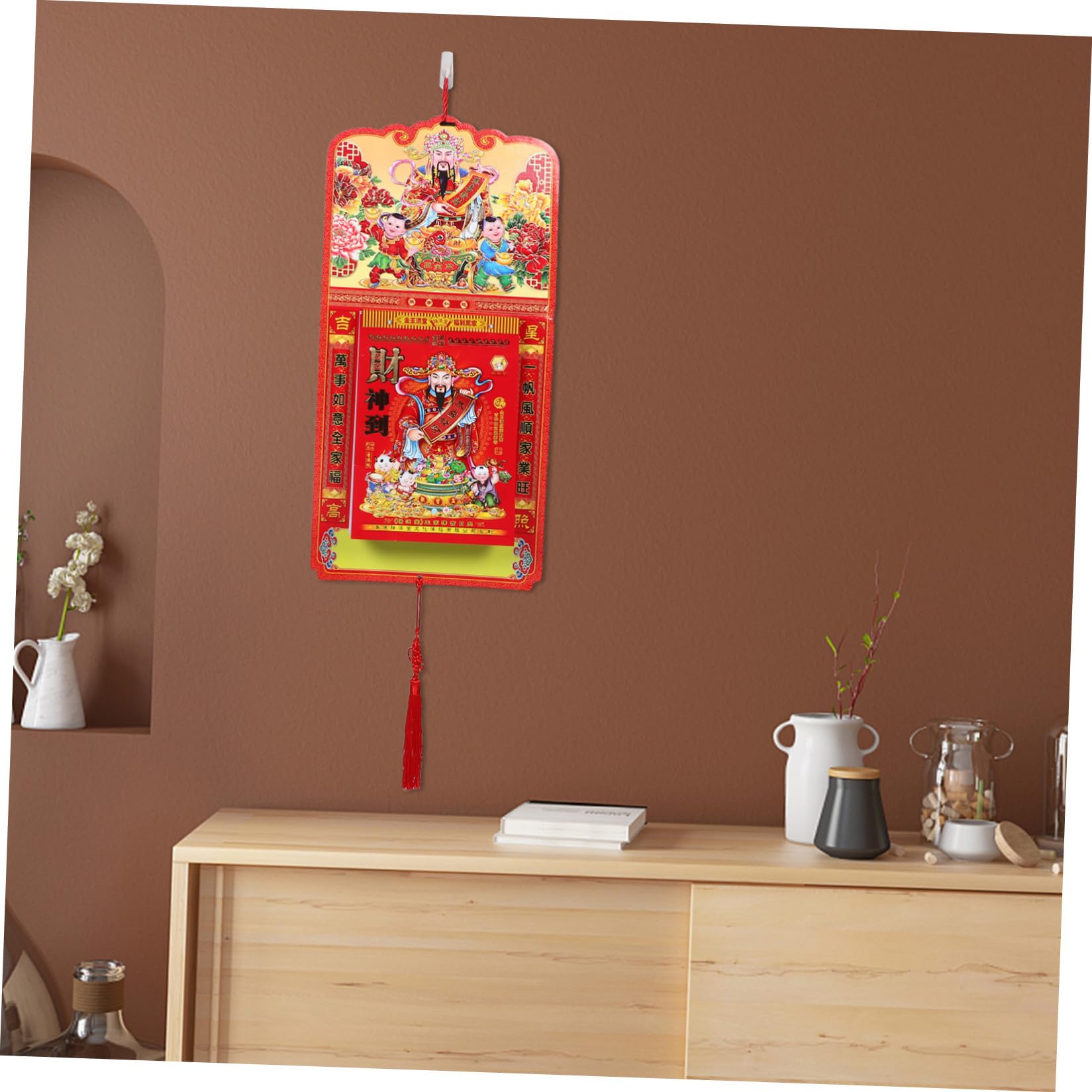 Calendario da Muro Anno della Capra con Staccabili Calendario Lunare Cinese Formato per Ufficio e Casa Design Tradizionale e Pratico
