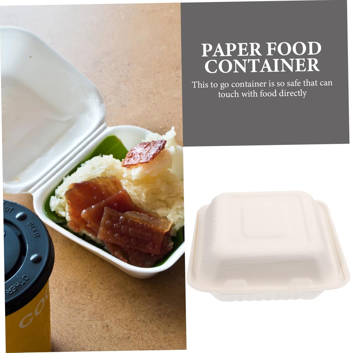 PRETYZOOM 50pcs Disposable Food Box Set Paper Food Packaging Containers Grease-resistant Takeout Box for Lunch Snacks and Parties Design Safe for Direct Contact